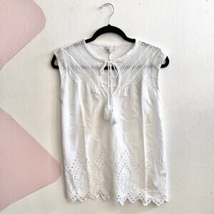 Lucky Brand Eyelet Top Size XS Peasant Boho Indie Festival Hippie‎